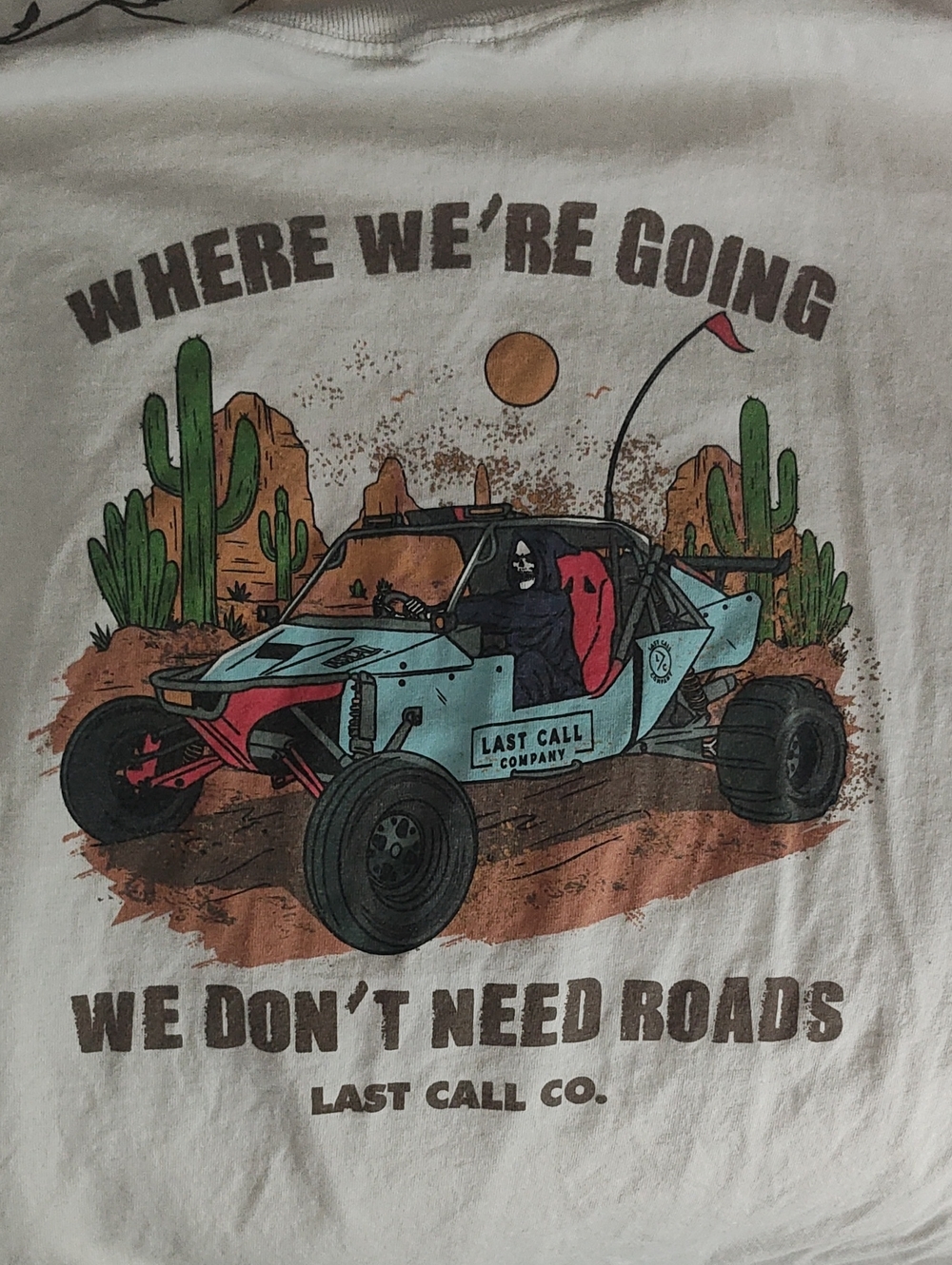 The Last Call Co.-Off-Road Dune Buggy Graphic Tee - Turquoise & Red Print